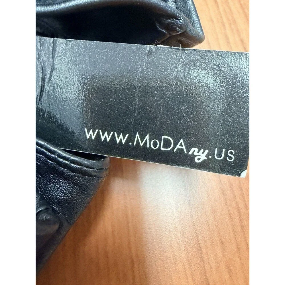 MoDA & Mango Women Black Leather Gloves 2 Pair Lot S S/M NWT Quilted Bow Luxury